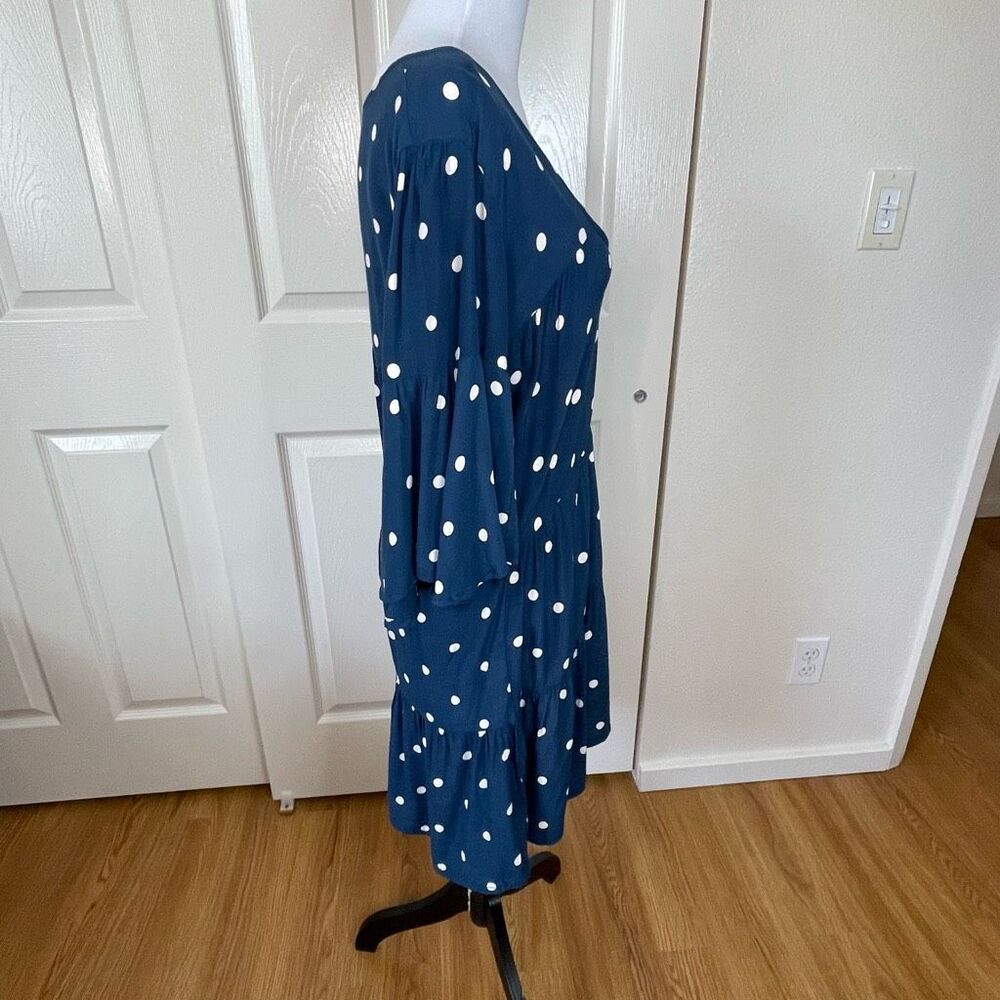 Faithfull The Brand Fresa Dress Ronja Polka Dot Babydoll Dress Blue and White Si - Picture 4 of 13